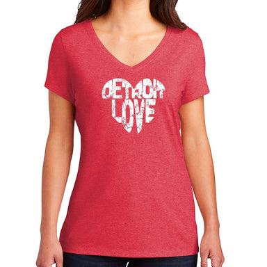 Ladies Relaxed V - neck Detroit Love T-shirt - Triblend Red - Detroit Shirt CompanyDetroit Shirt CompanyT-Shirts (Apparel)