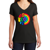 Ladies V-Neck Detroit Rainbow - Black