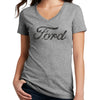 Ladies V-Neck - Ford Text Distressed