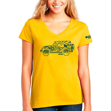 Ladies Jeep® V - neck Atomic Side - Maize - Detroit Shirt CompanyFCA - JeepT-Shirts (Apparel)