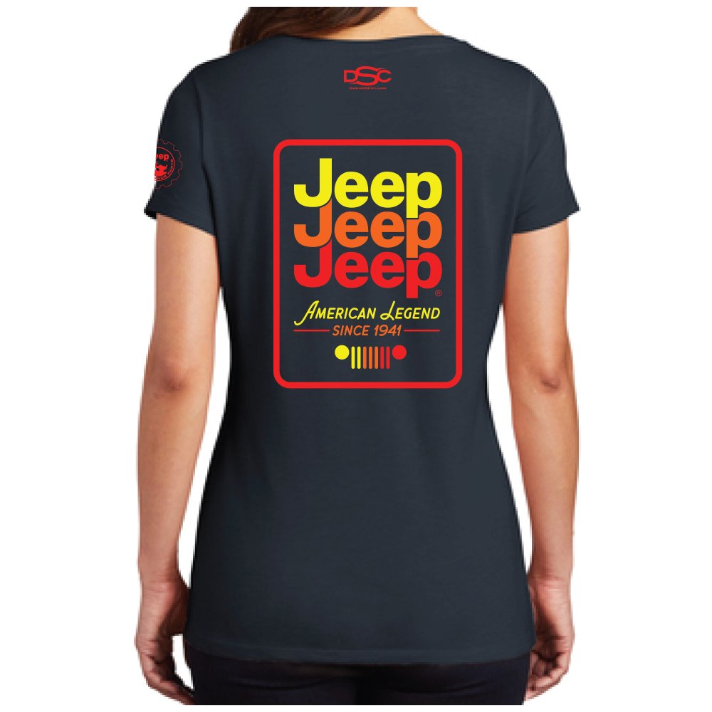 Ladies Jeep® Echo V - neck - Navy Blue - Detroit Shirt CompanyFCA - JeepT-Shirts (Apparel)