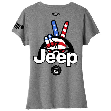 Ladies Jeep® Wave USA V - neck - Graphite Heather - Detroit Shirt CompanyFCA - JeepT-Shirts (Apparel)