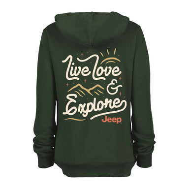 Ladies Jeep® Live Love Explore Zip - Hoodie - Olive Green - Detroit Shirt CompanyFCA - JeepHoodies (Apparel)