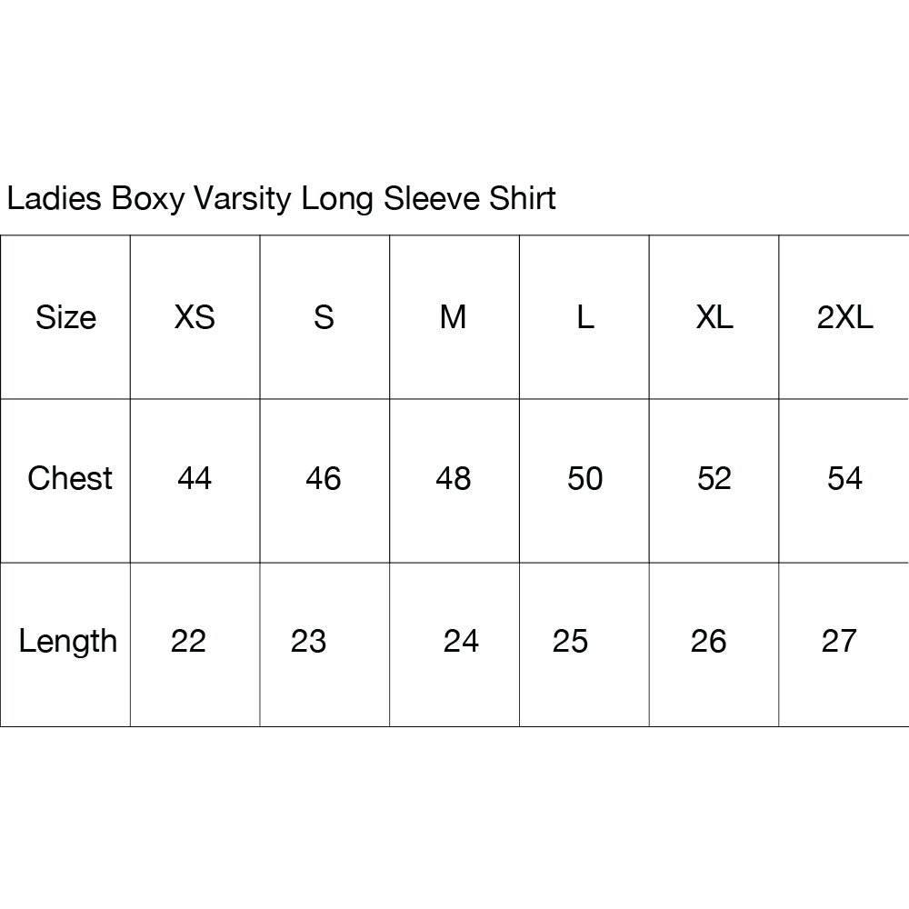 Ladies Boxy Varsity Long Sleeve Tee - Detroit Bend