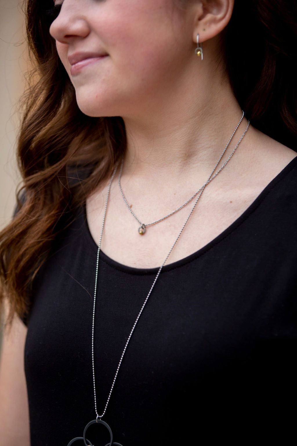 Sowing Seeds Necklace | Repurposed Auto Split Rings | Gold Plated Crimp Beads | Sterling Silver Chain