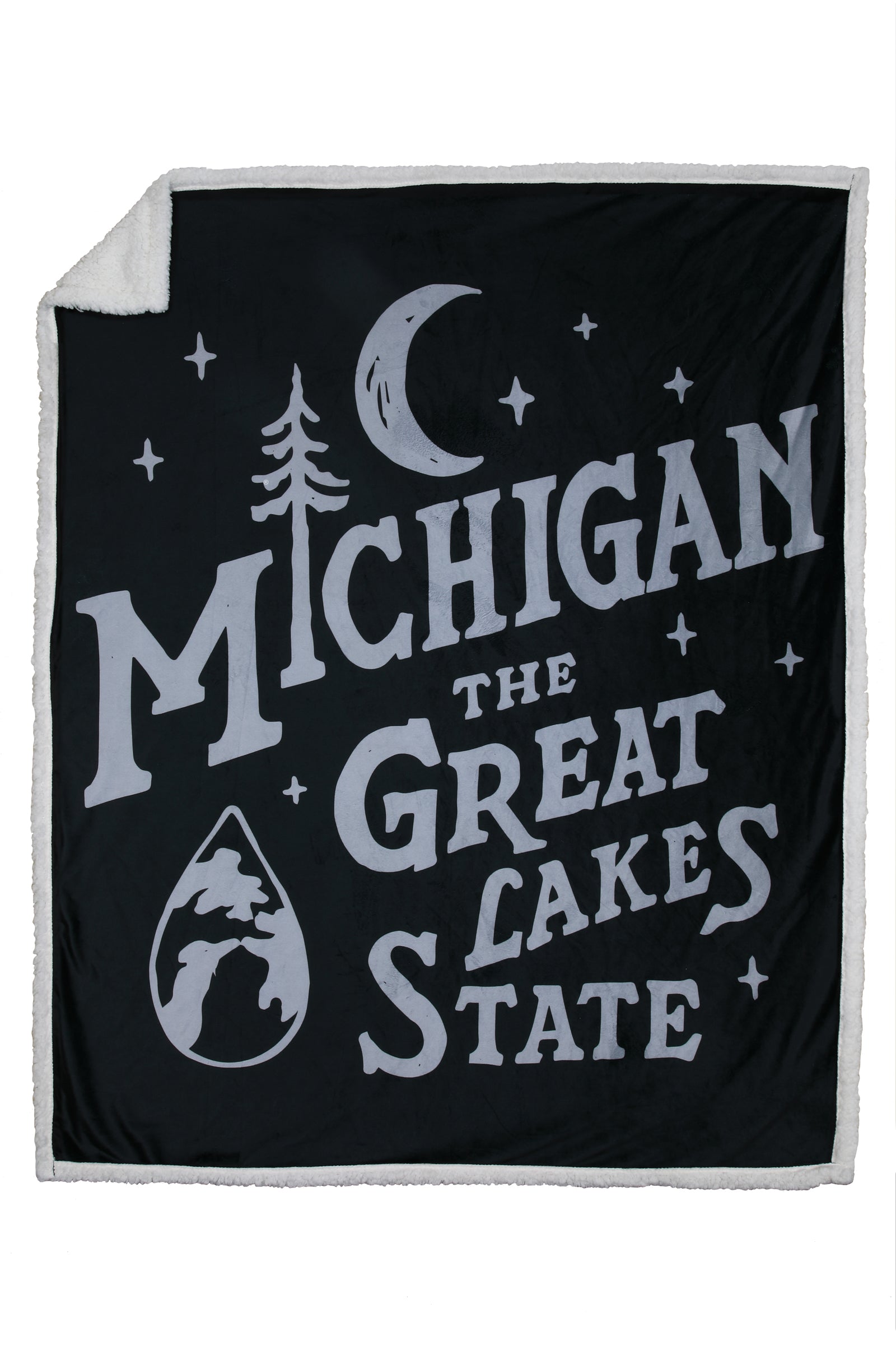 Michigan Vintage Font Sherpa Blanket