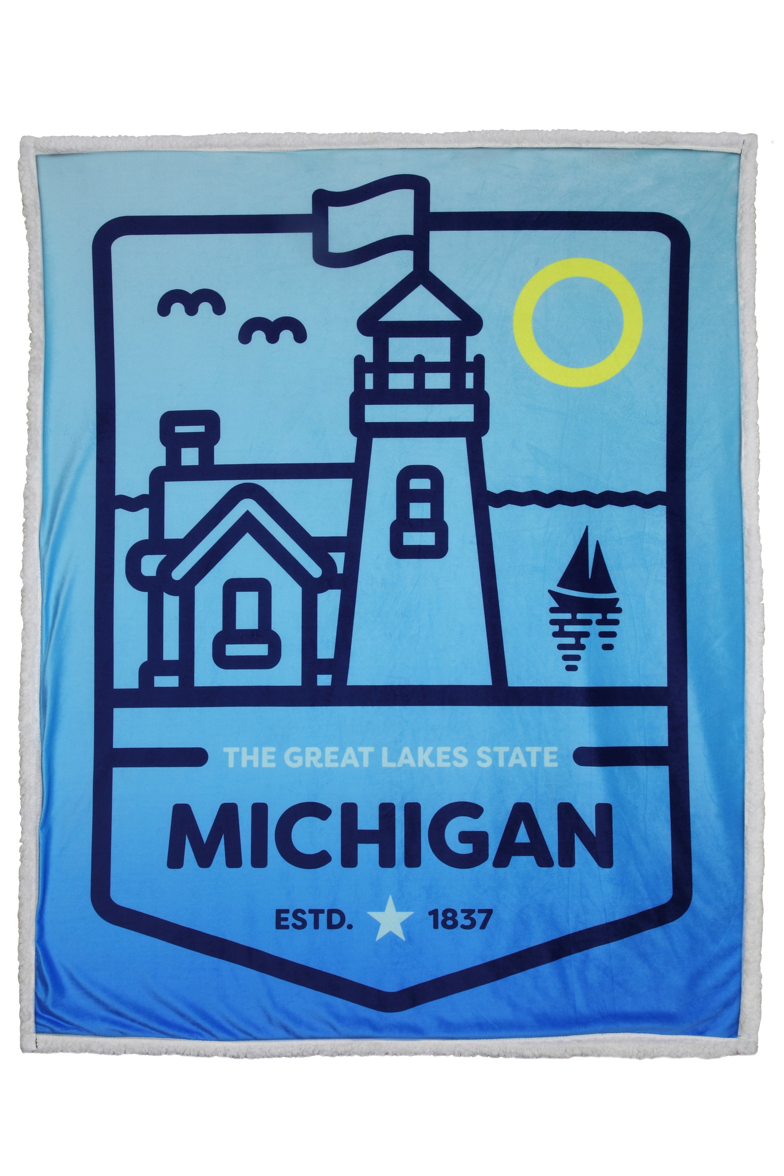 Michigan Lighthouse Sherpa Blanket