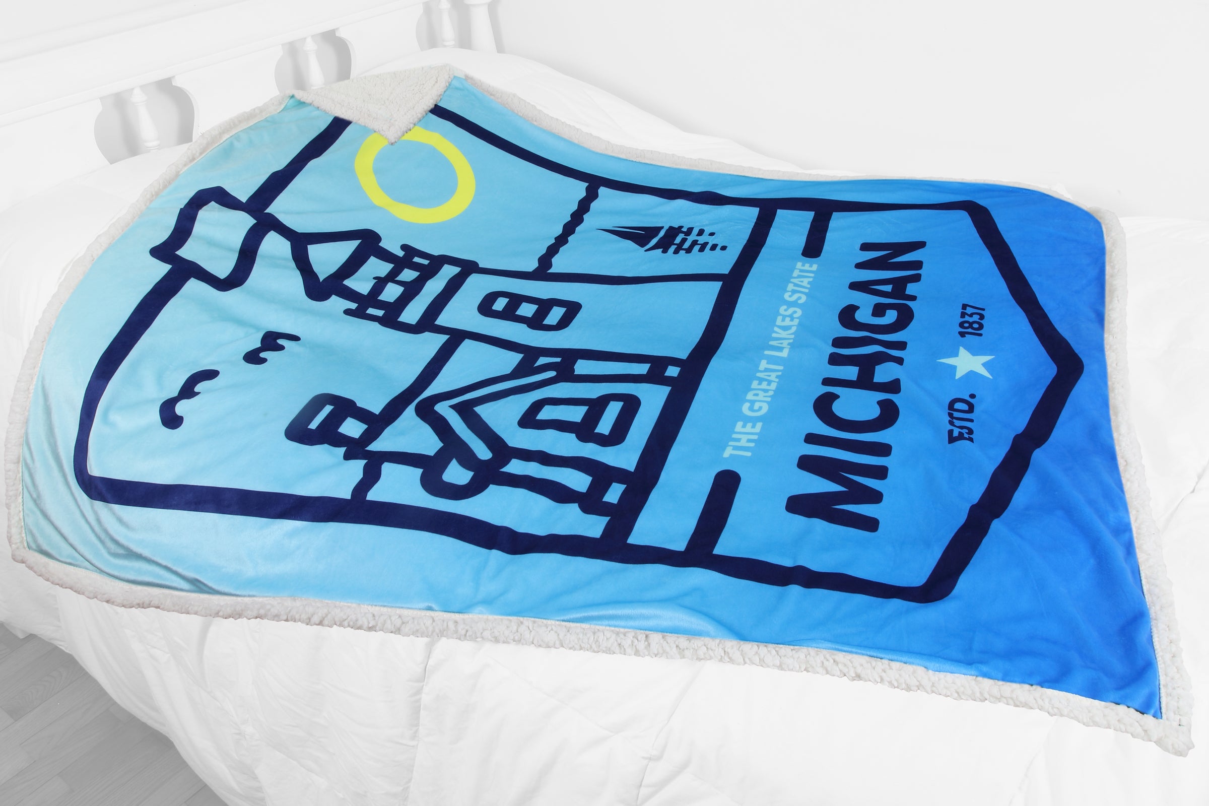 Michigan Lighthouse Sherpa Blanket