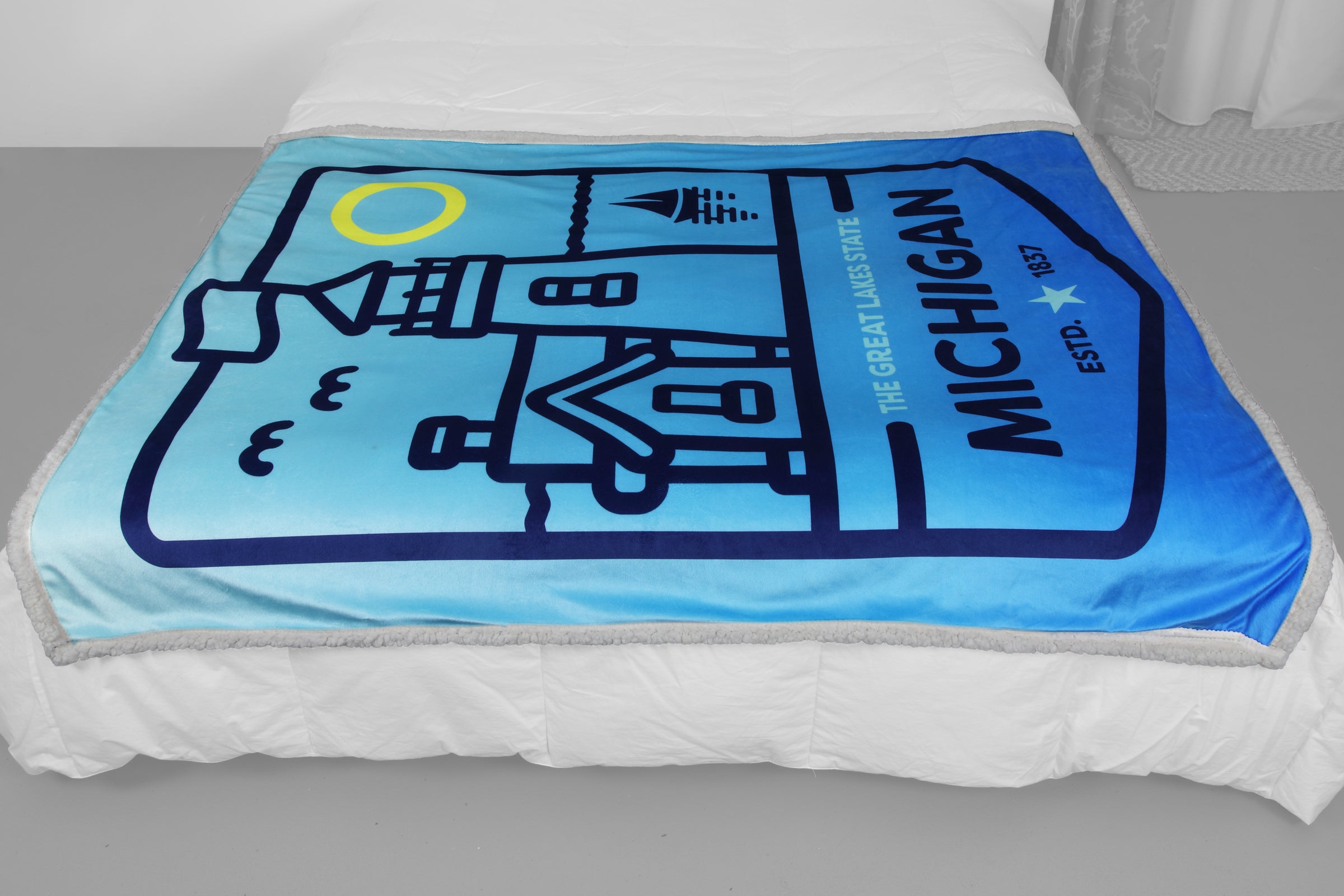 Michigan Lighthouse Sherpa Blanket