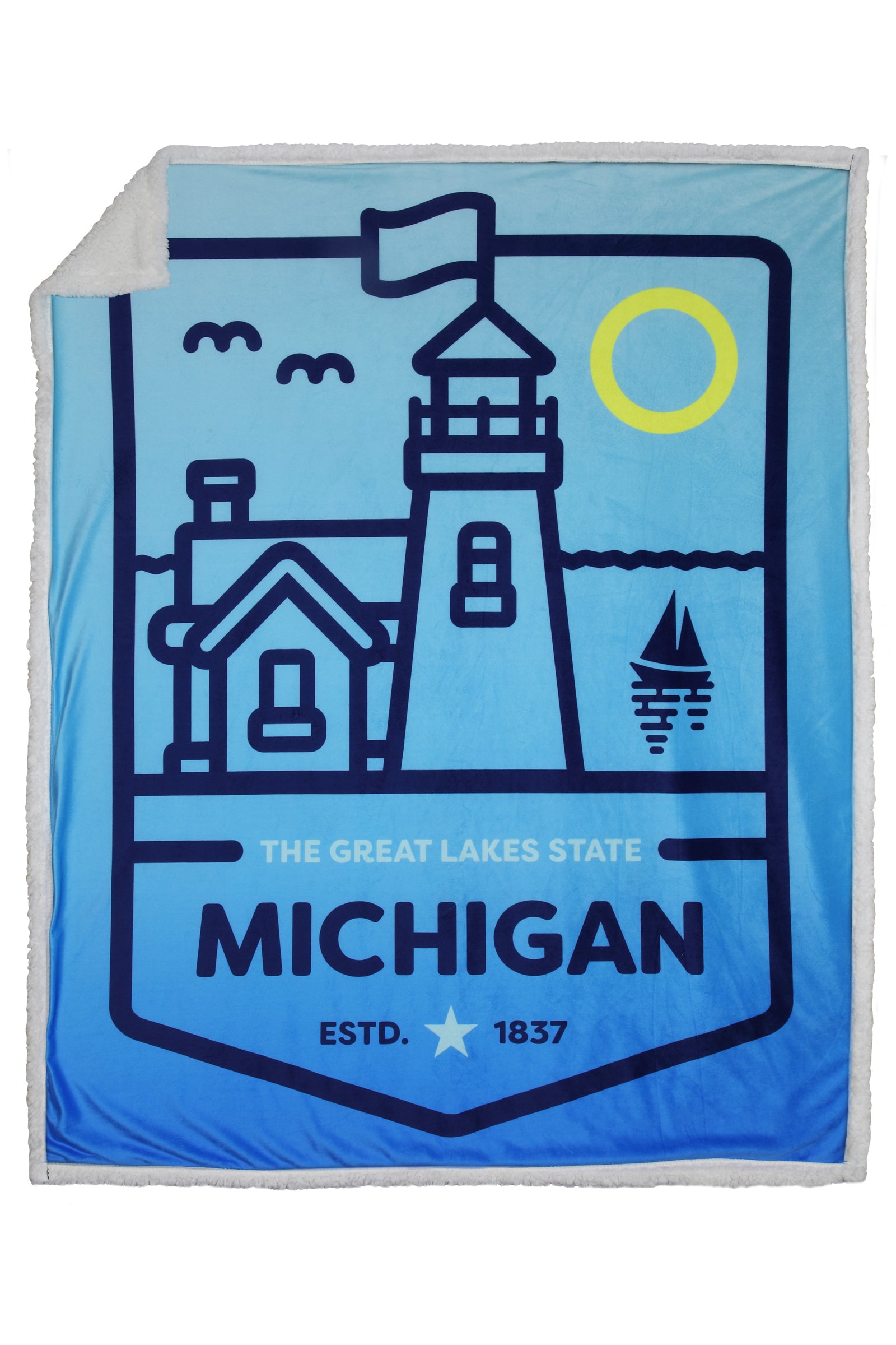 Michigan Lighthouse Sherpa Blanket