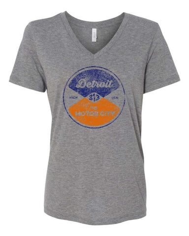 Ladies Relaxed V - neck Detroit Reel T-shirt - Triblend Grey - Detroit Shirt CompanyDetroit Shirt CompanyT-Shirts (Apparel)