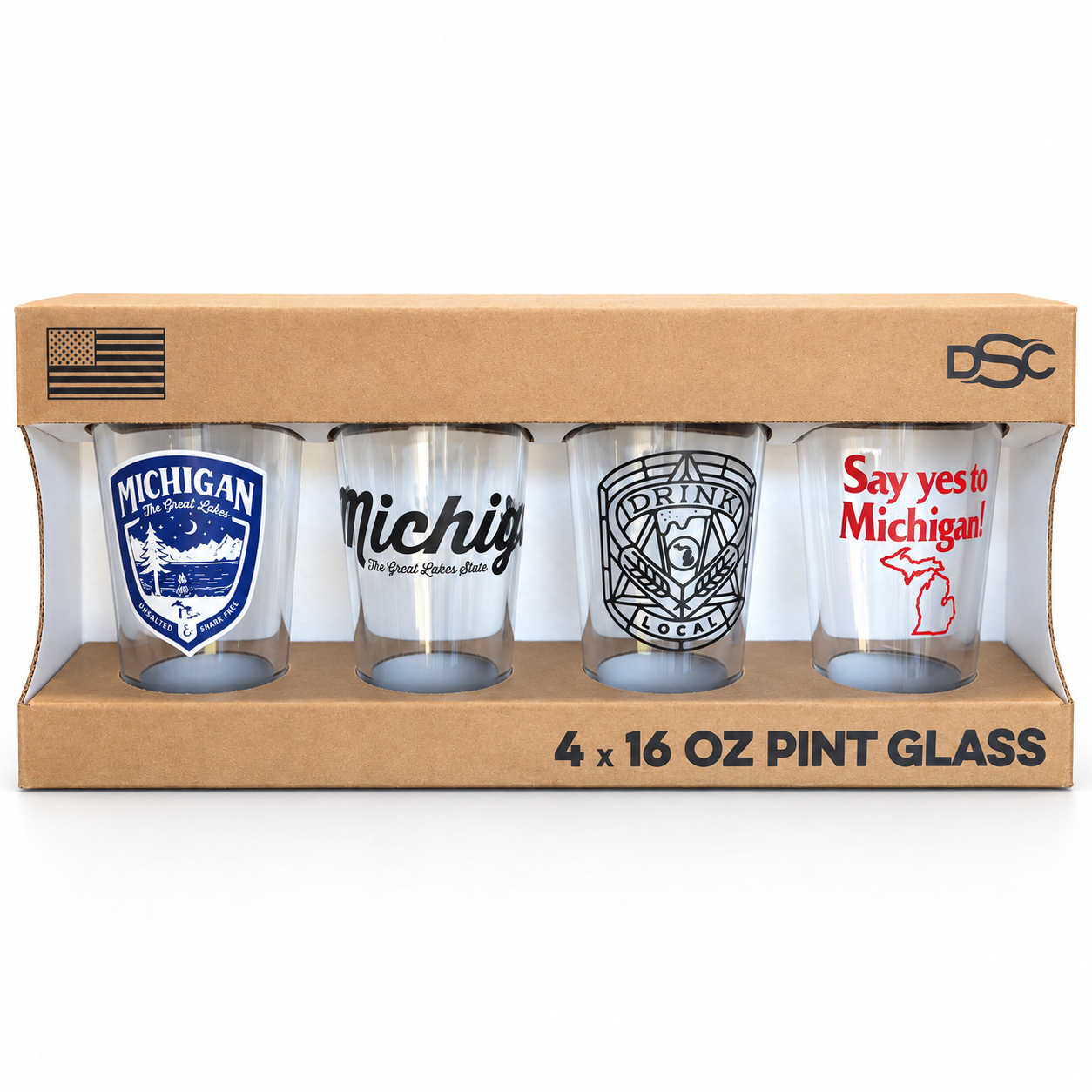 Pint Glass 4 Pack - Cheers to Michigan
