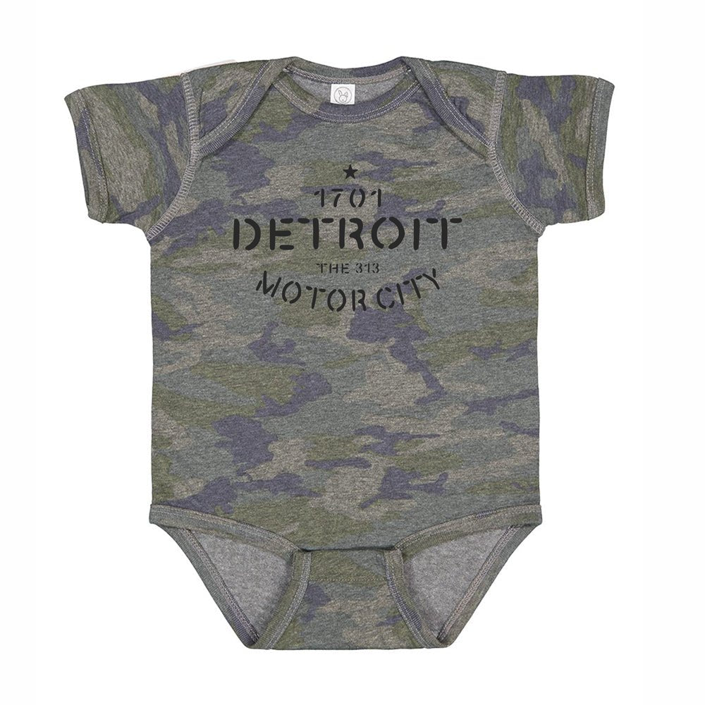 Baby Onesie - Detroit Stencil - Camo - Detroit Shirt CompanyDetroit Shirt CompanyKids Apparel