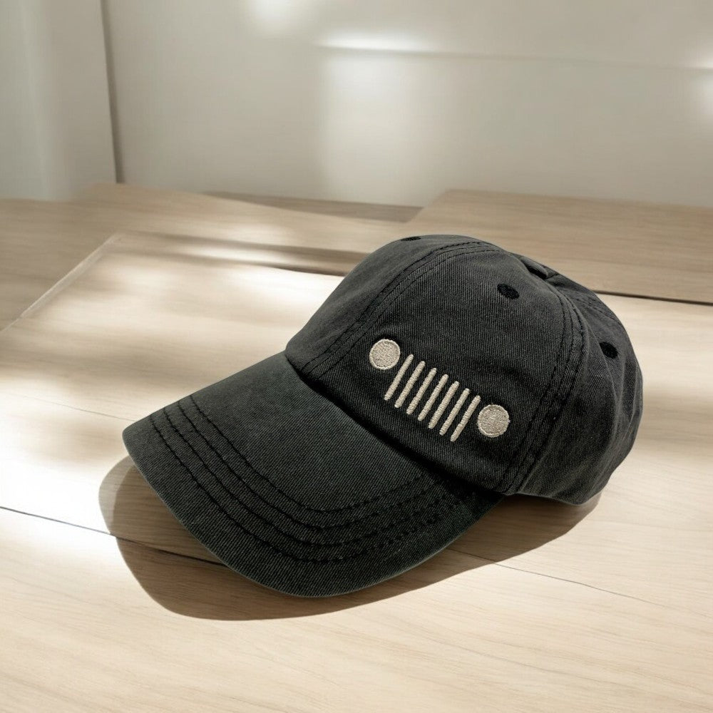 Hat - Jeep Grille Chino Twill Hat - Washed Black