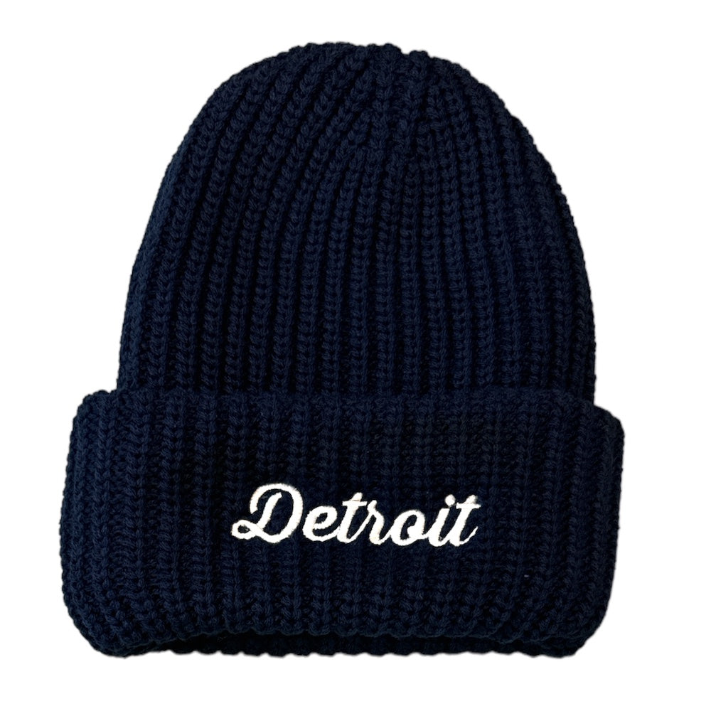 Hat - Detroit Thirsty Script Flip Chunky Knit - Multiple Colors