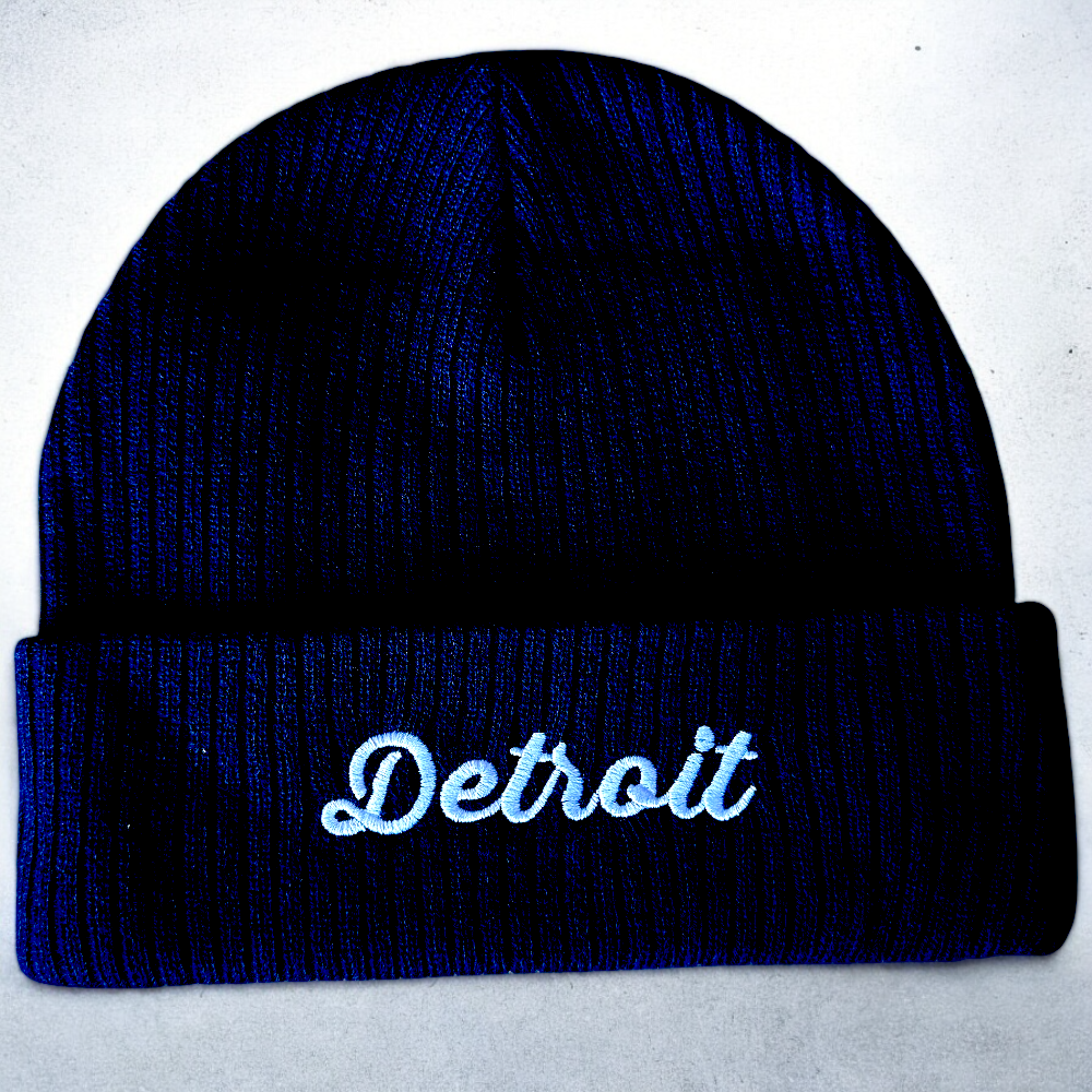 Hat - Detroit Thirsty Script Flip Knit - Navy