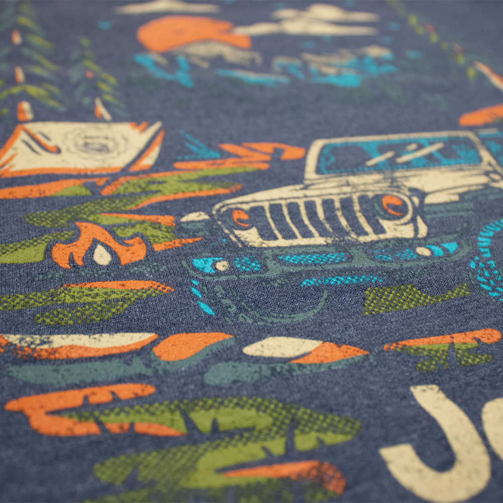 Mens Jeep® Freedom To Roam Crew Neck Sweatshirt - Heather Navy Blue