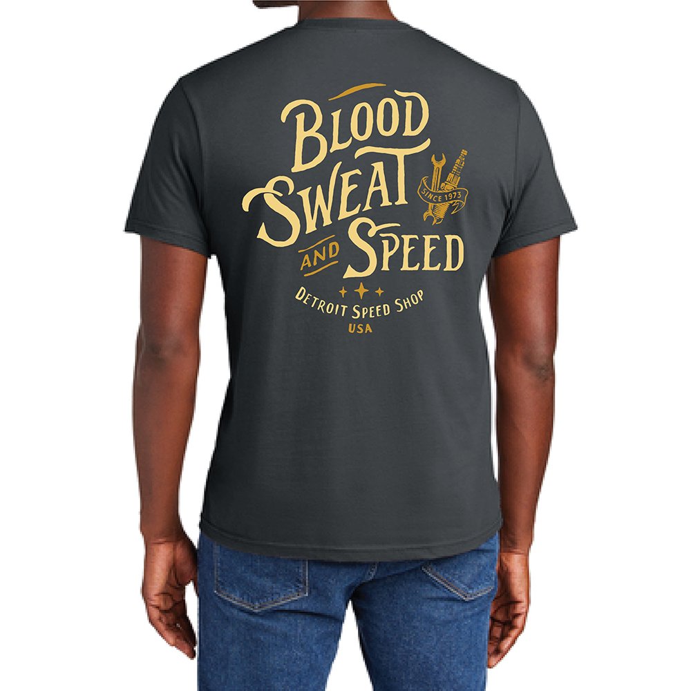 Mens Detroit Speed Shop Blood Sweat & Speed T-shirt - Charcoal - Detroit Shirt CompanyDetroit Shirt CompanyT-Shirts (Apparel)