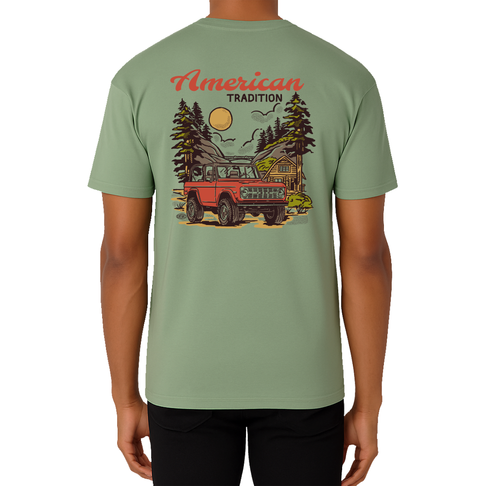 Mens T-Shirt Ford Bronco American Tradition - Artichoke