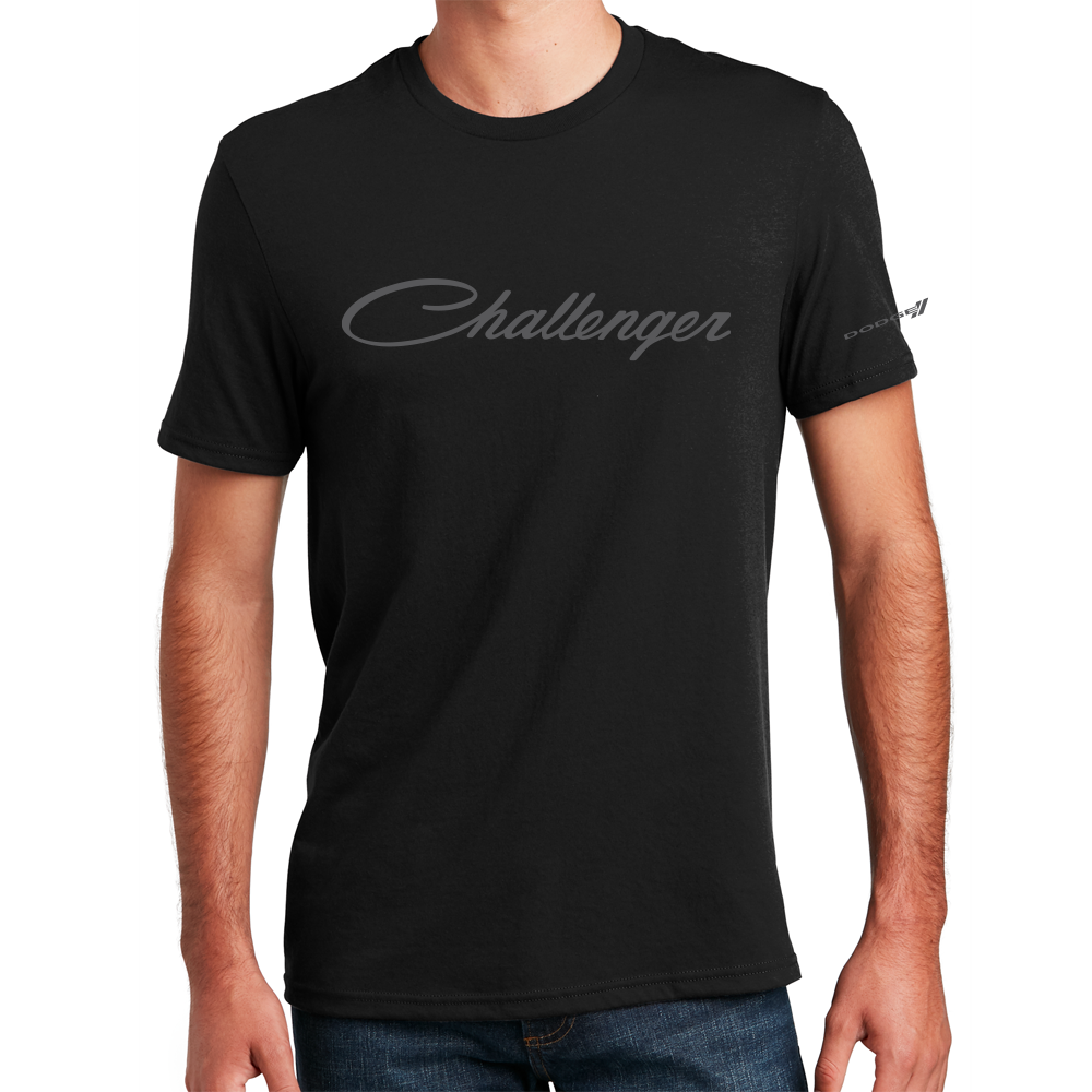Mens T-Shirt Dodge Challenger Script Blackout