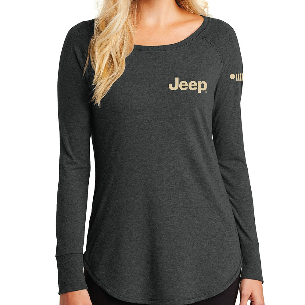 Ladies Jeep® For All Life's Adventures Long Sleeve Tunic T-shirt - Heather Black - Detroit Shirt CompanyFCA - JeepT-Shirts (Apparel)