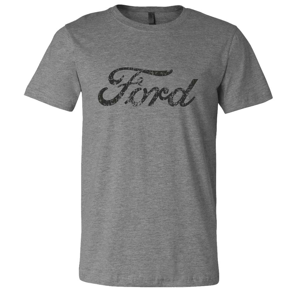 Mens Ford Distressed Text - Triblend Grey - Detroit Shirt CompanyDSC - FordT-Shirts (Apparel)