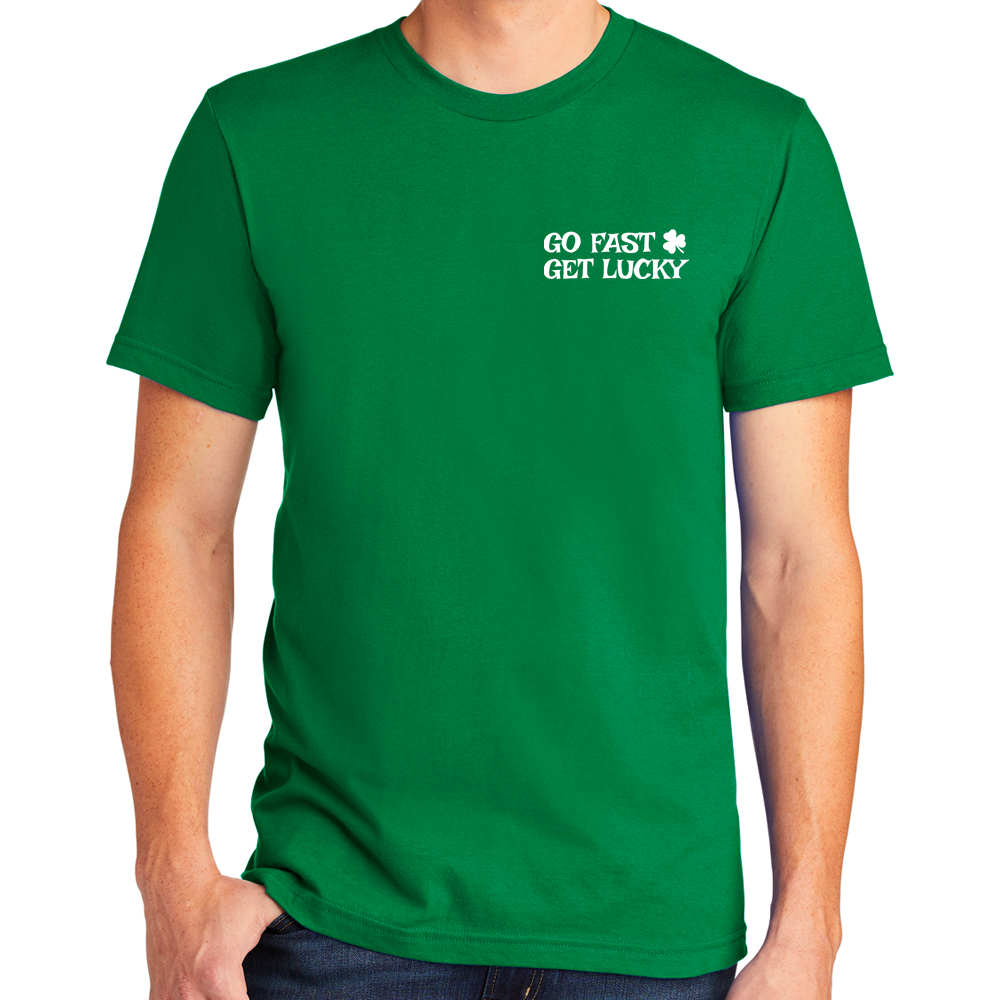 Mens Detroit Go Fast Get Lucky Speed Shop T-shirt (Kelly Green)