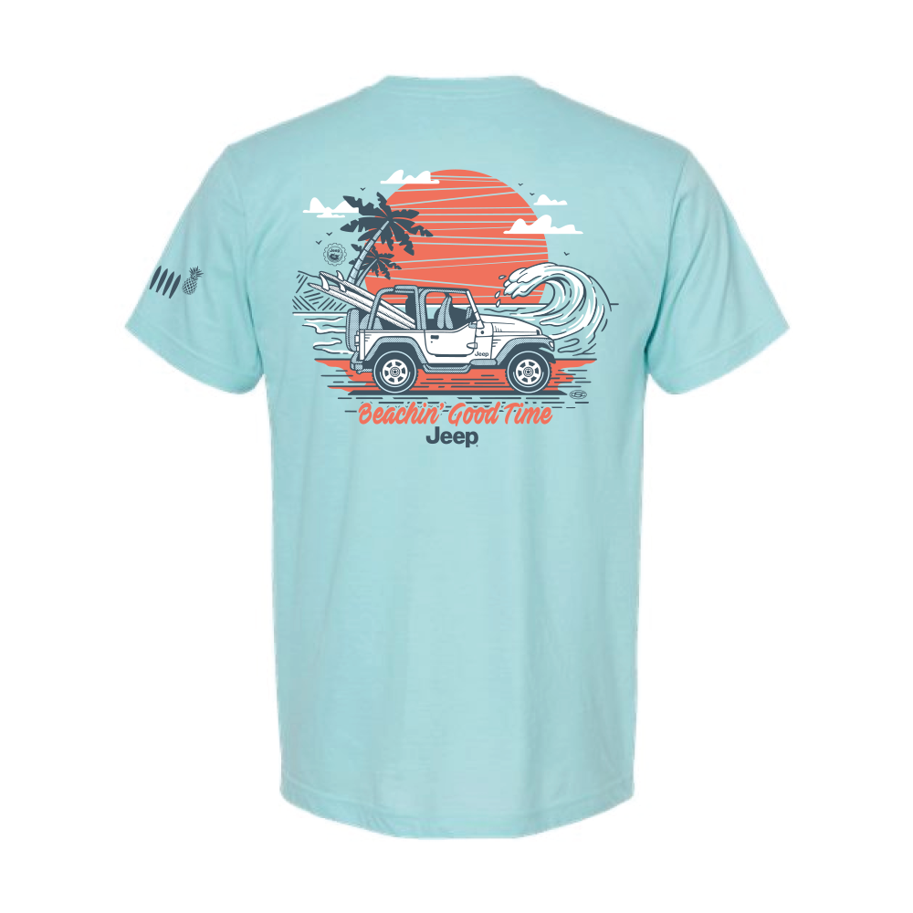 Mens Jeep® Wrangler Beachin' Good Time T-Shirt - Ice Blue Heather