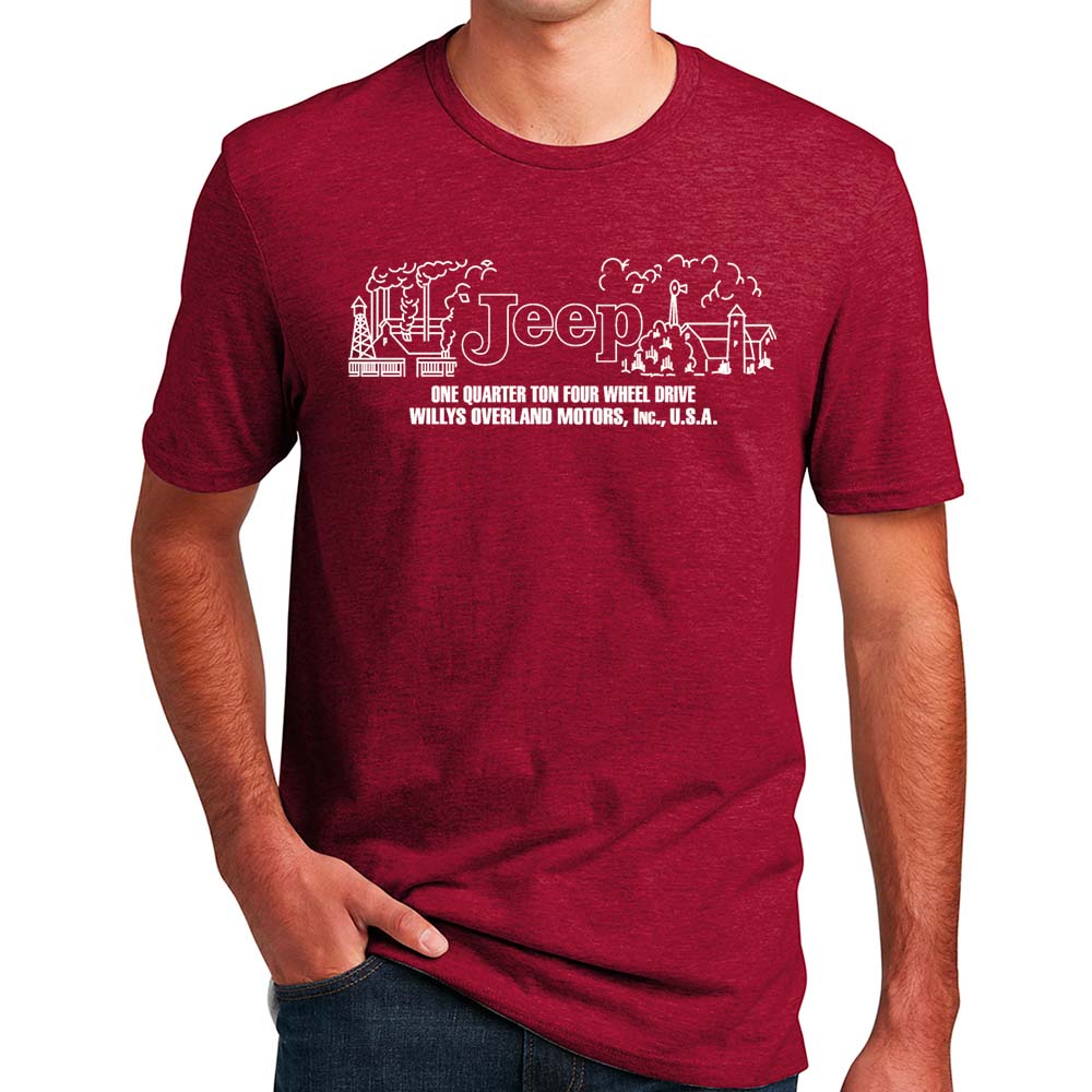 Mens Jeep® Willys Dash Plaque T-Shirt - Heather Deep Red - Detroit Shirt CompanyFCA - JeepT-Shirts (Apparel)