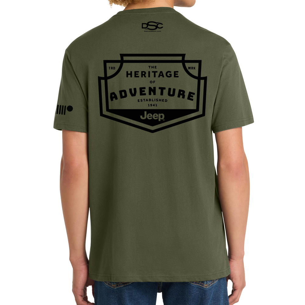 Mens T-Shirt Jeep® Heritage of Adventure Badge - Olive Green