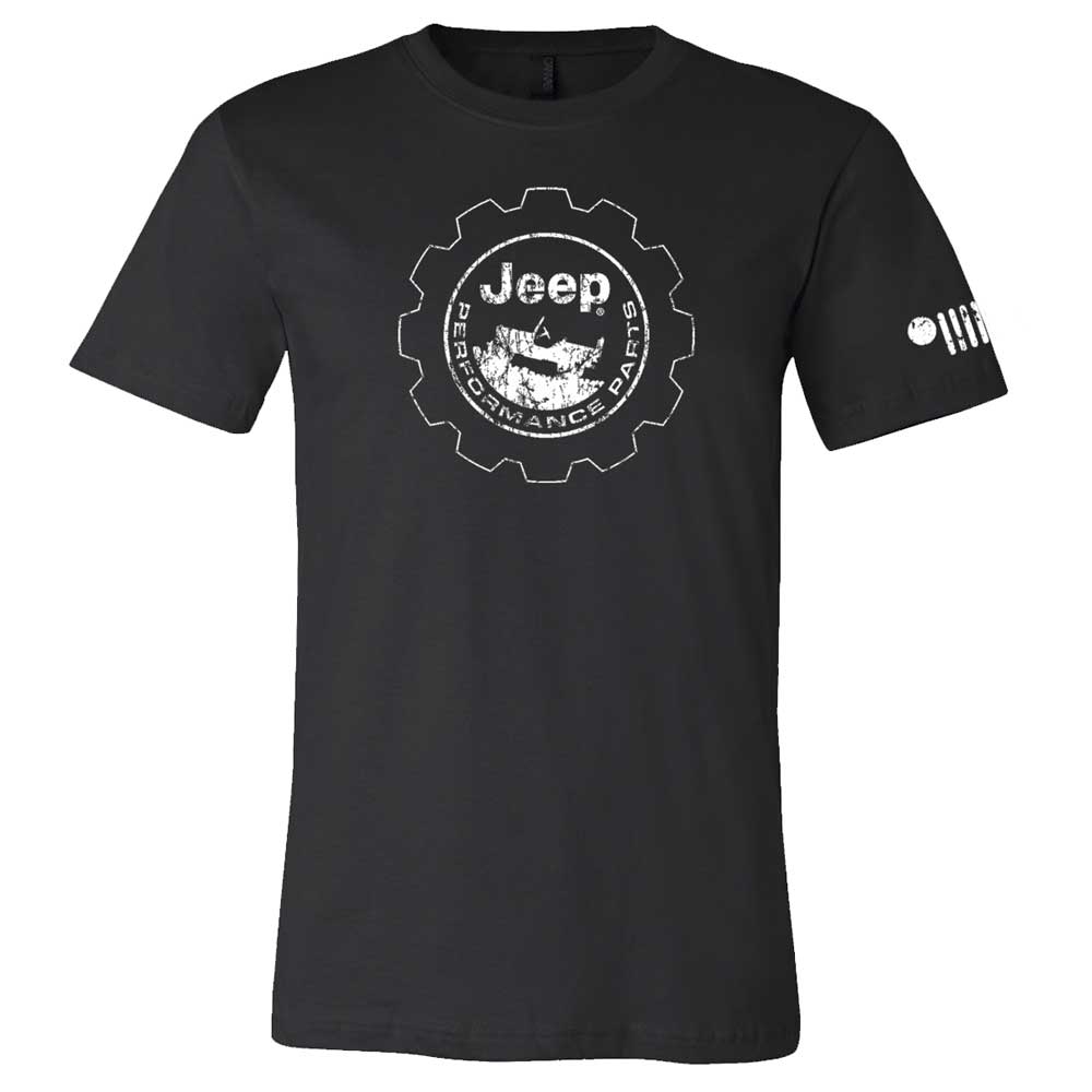 Mens Jeep® Performance Distressed Logo T-Shirt - Black - Detroit Shirt CompanyFCA - JeepT-Shirts (Apparel)