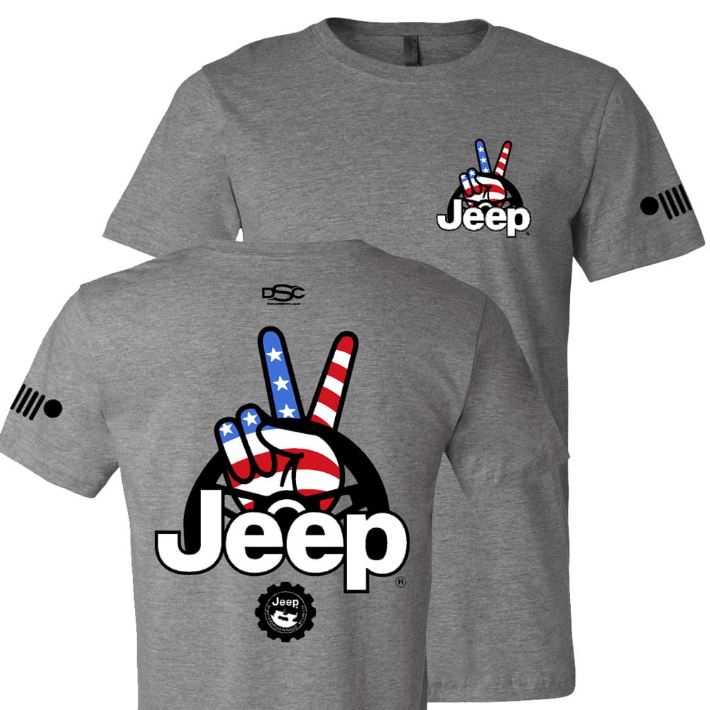 Mens Jeep® Wave USA T-Shirt - Graphite Heather - Detroit Shirt CompanyFCA - JeepT-Shirts (Apparel)