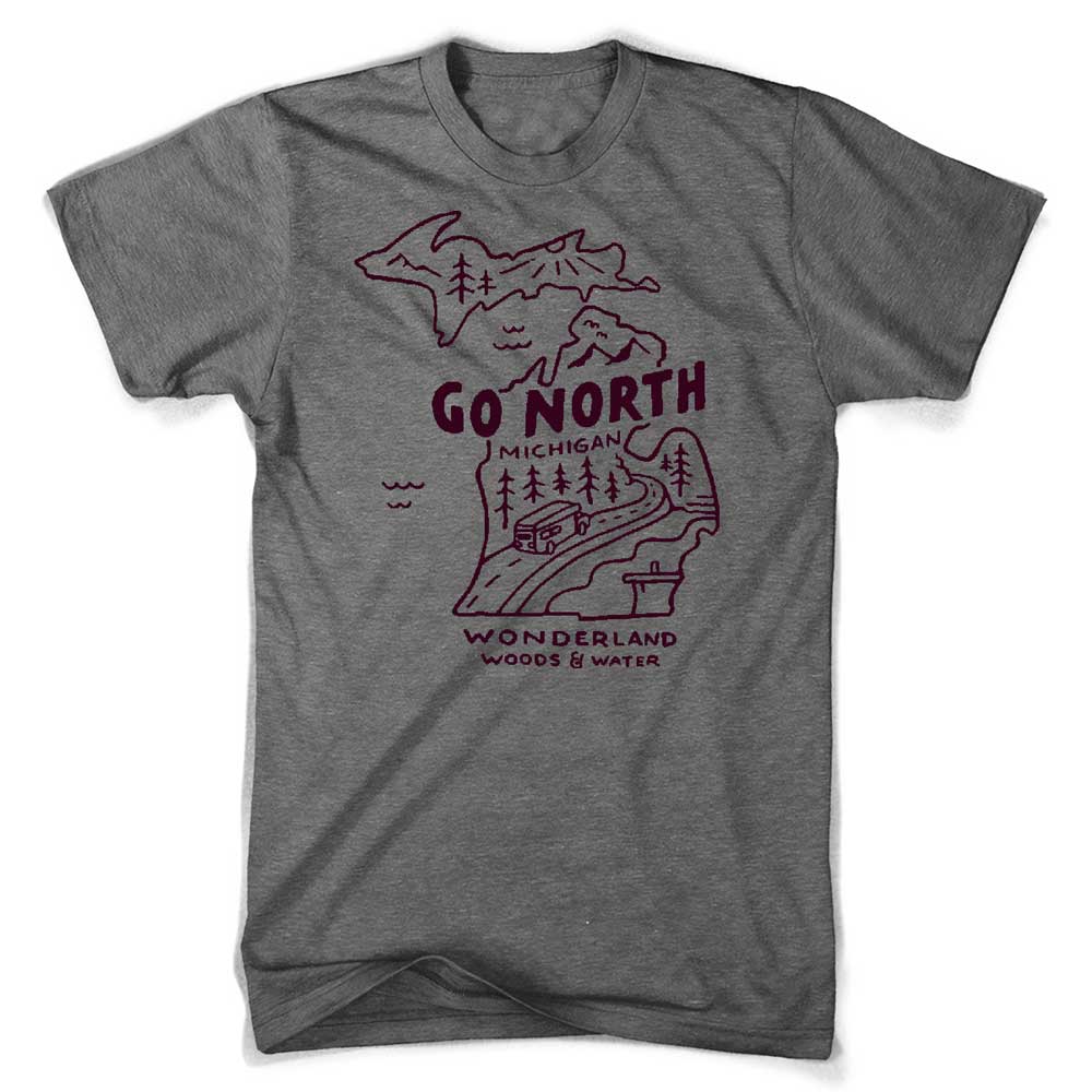 Mens Triblend Michigan “Go North” T-shirt (Grey)