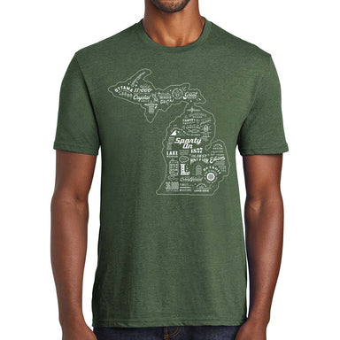 Mens Michigan Places T-shirt (Deep Green) - Detroit Shirt CompanyDetroit Shirt CompanyT-Shirts (Apparel)