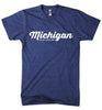 Mens Triblend Michigan Script T-shirt (Indigo) - Detroit Shirt CompanyDetroit Shirt CompanyT-Shirts (Apparel)