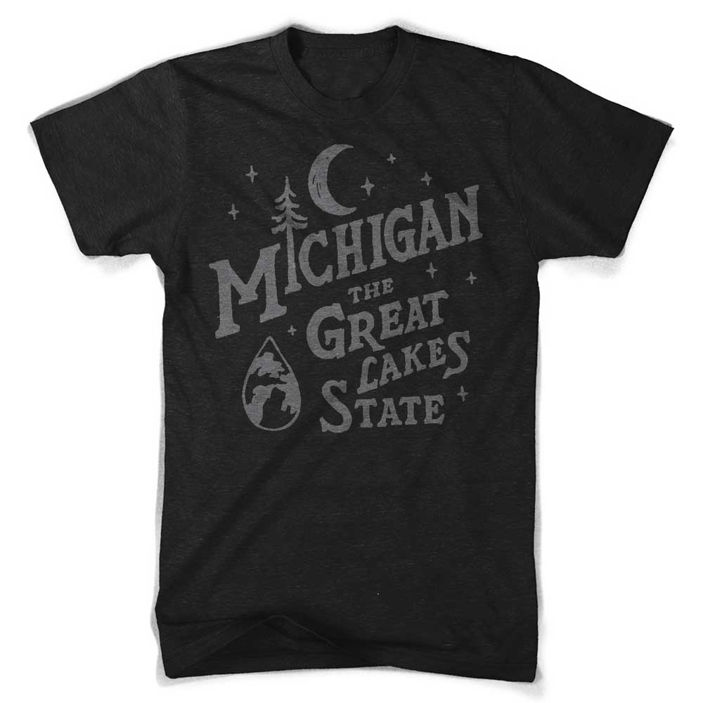 Mens Michigan Vintage Font T-Shirt (Heather Black) - Detroit Shirt CompanyDetroit Shirt CompanyT-Shirts (Apparel)