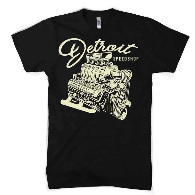 Mens Detroit Speed Shop Rocket T-shirt (Black) - Detroit Shirt CompanyDetroit Shirt CompanyT-Shirts (Apparel)