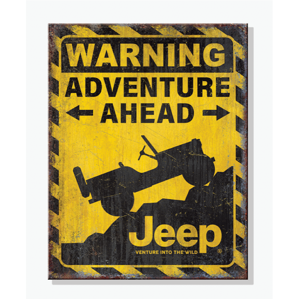 Metal Sign - Jeep Warning Adventure Ahead