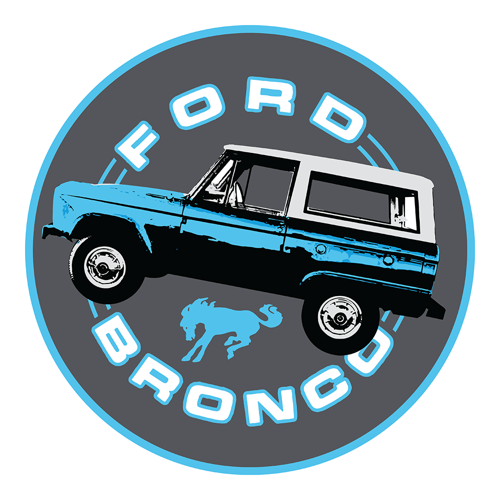 Sticker - Ford Bronco Blue - Round - Detroit Shirt CompanyDSC - FordStickers (Accessories)