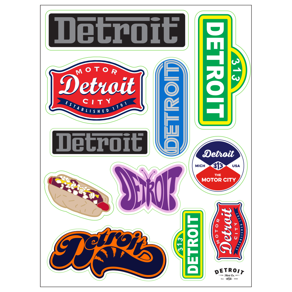 Sticker Sheet - Detroit Logos