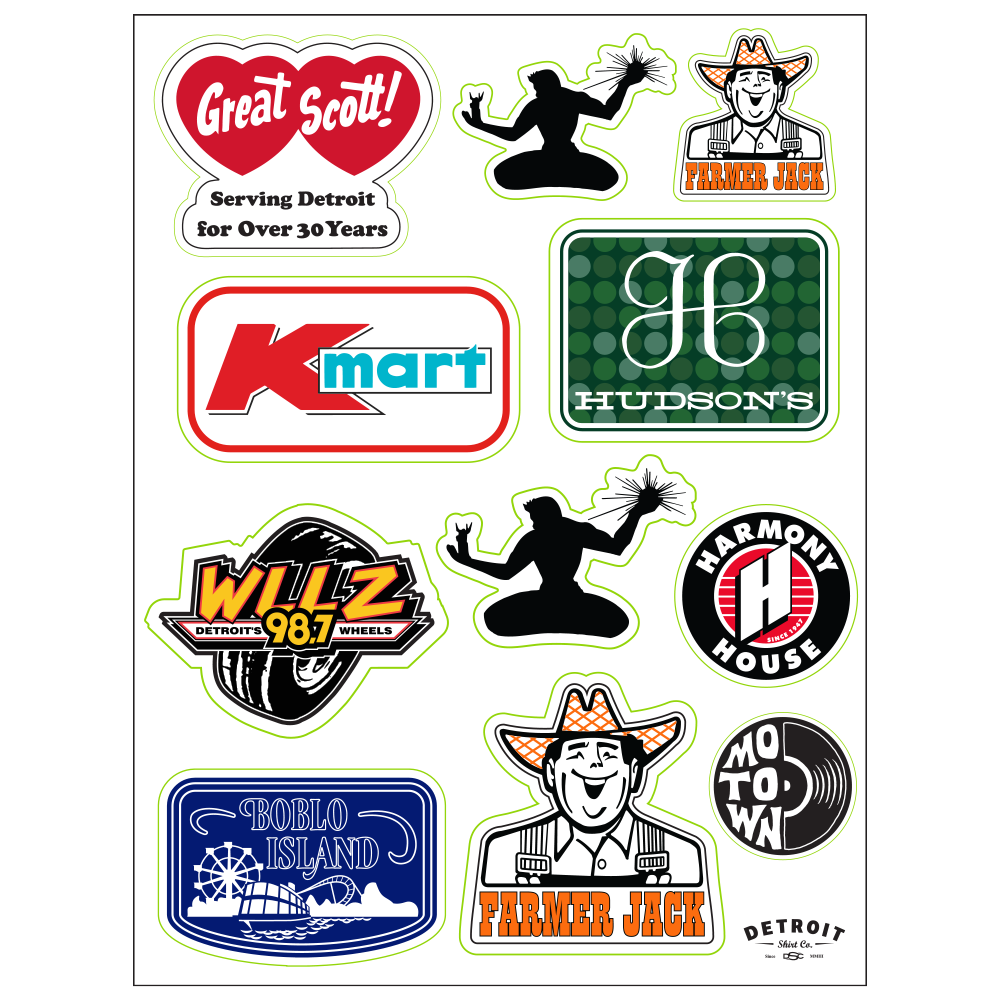 Sticker Sheet- Detroit Vintage Logos