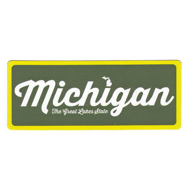 Sticker - Michigan Script Green/Yellow - Detroit Shirt CompanyDetroit Shirt CompanyStickers (Accessories)