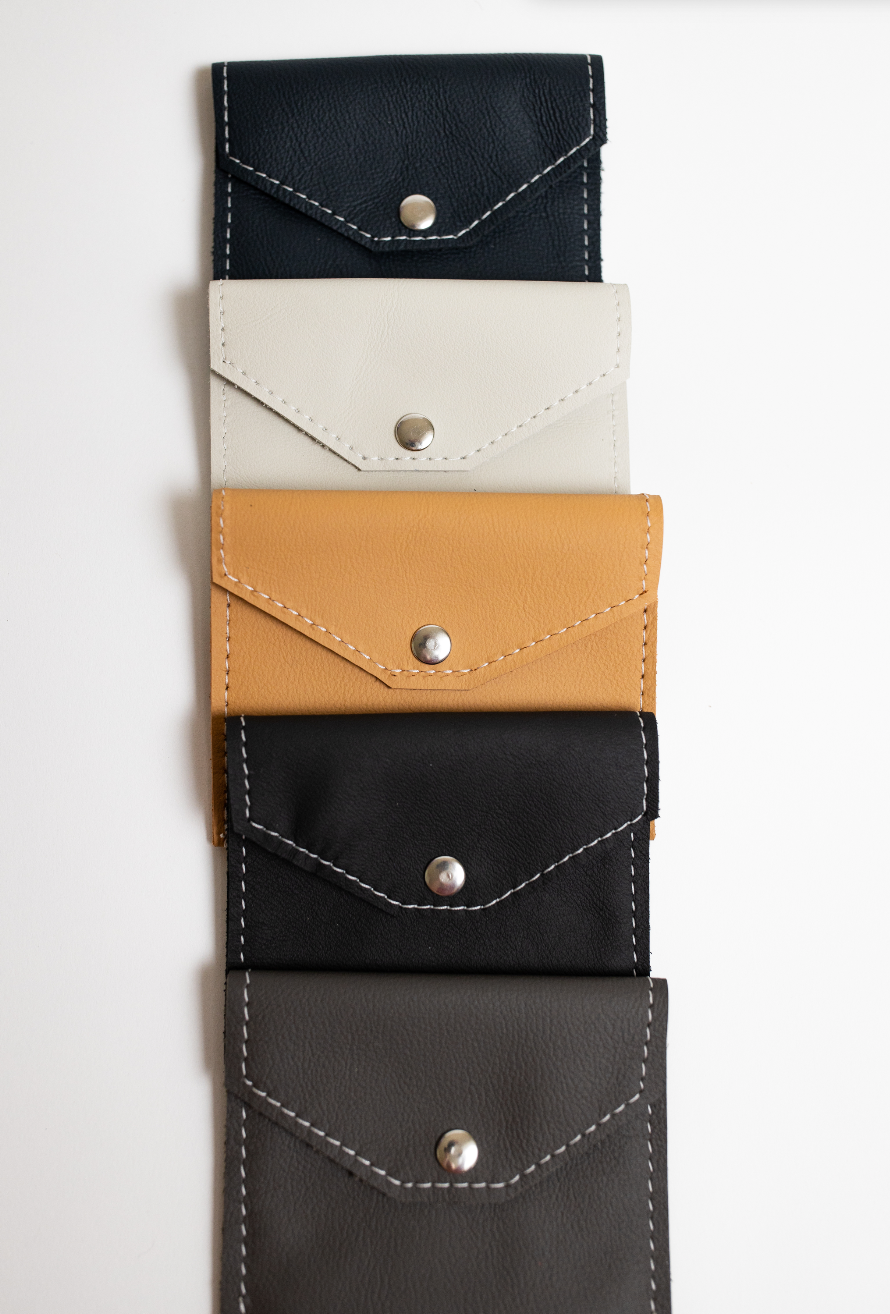 Purpose Pouch | Repurposed Automotive Leather Snap Card Holder | Coin Purse | Various Colors