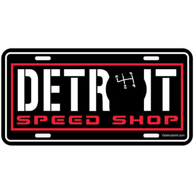 License Plate Metal Sign - Detroit Speed Shop Shifter - Detroit Shirt CompanyDetroit Shirt CompanyOther Accessories