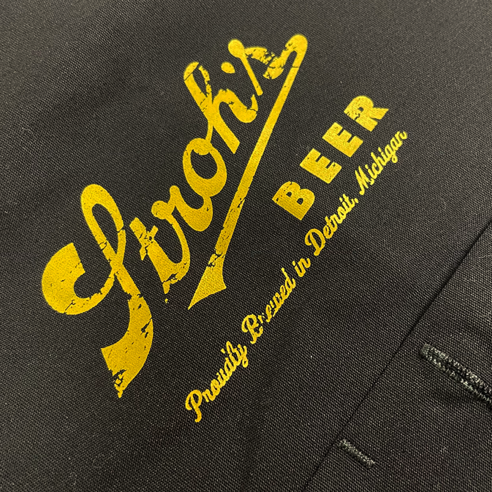 Mens Stroh's Beer Script Mechanic Shirt - Black FINAL SALE