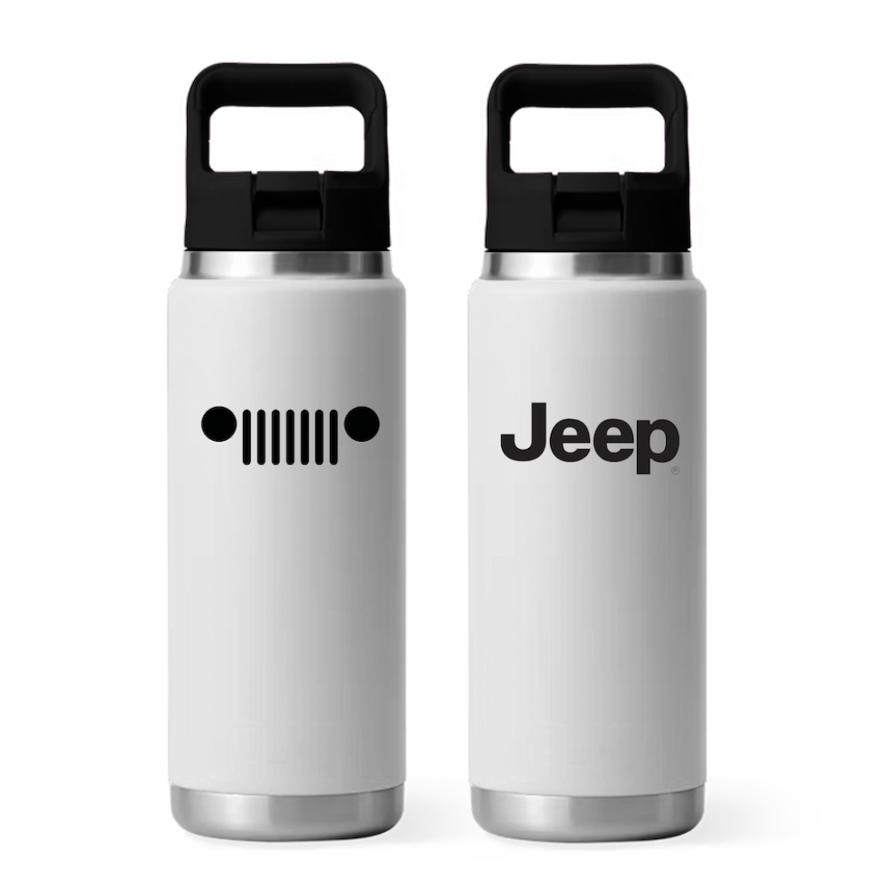 Top Handle Bottle - Jeep Text Grille - White