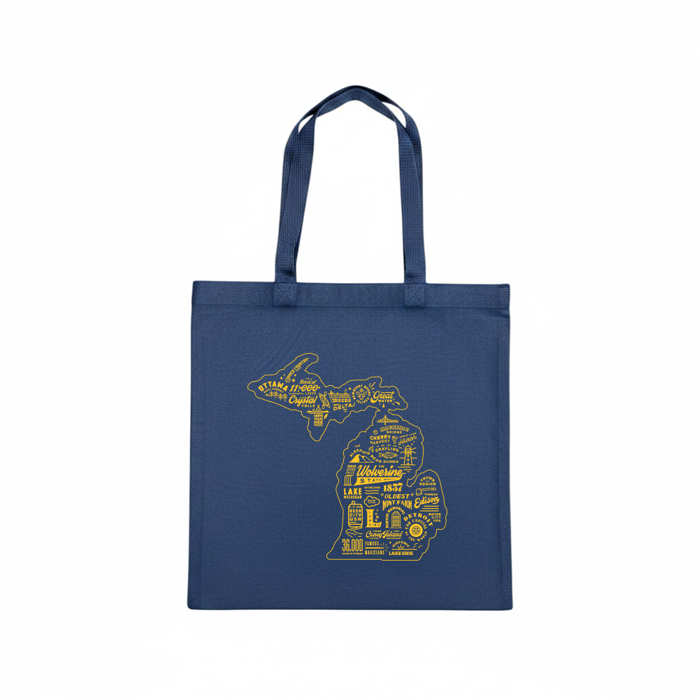 Tote Bag - Michigan Places - Navy