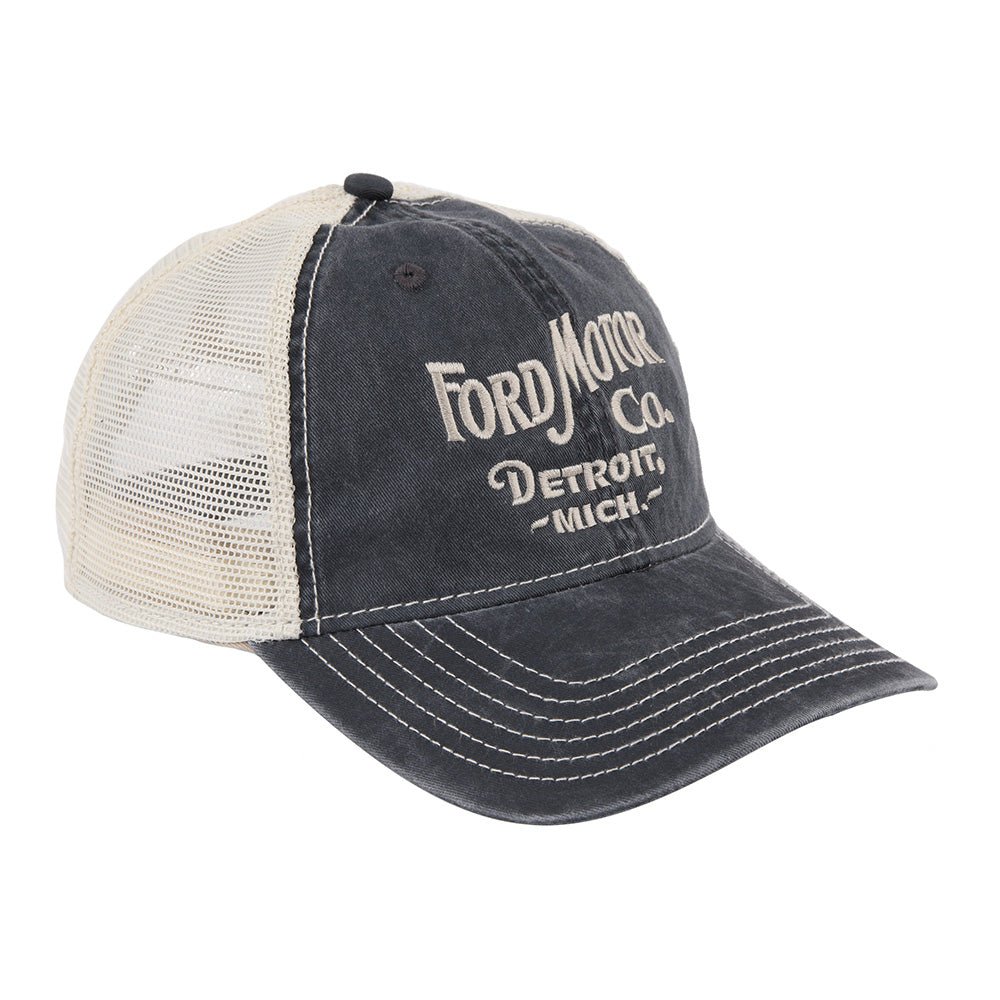 Hat - Ford Vintage Font Low Profile Trucker - Steel Blue/Khaki - Detroit Shirt CompanyDSC - FordHats (Apparel)