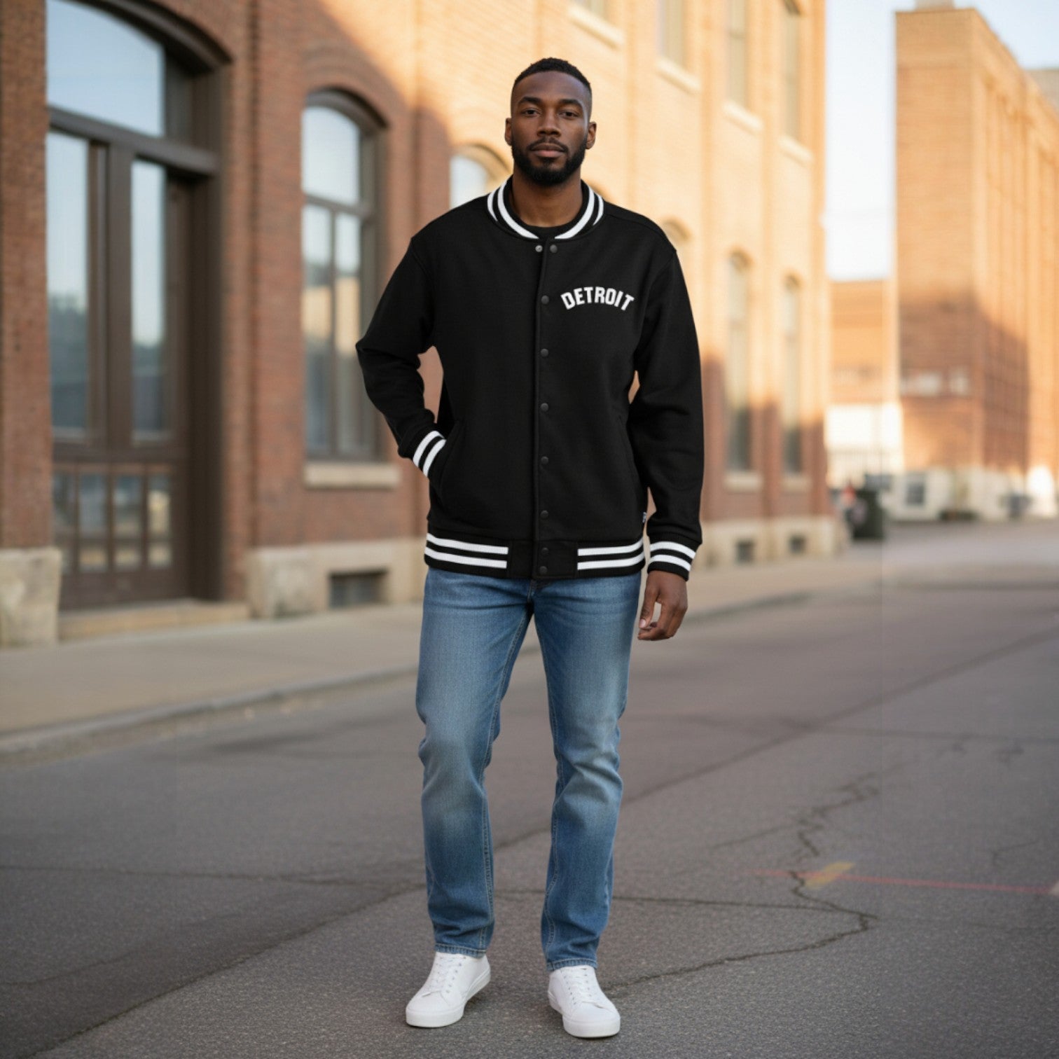 Jacket - Detroit Bend New Era Varsity - Black/White