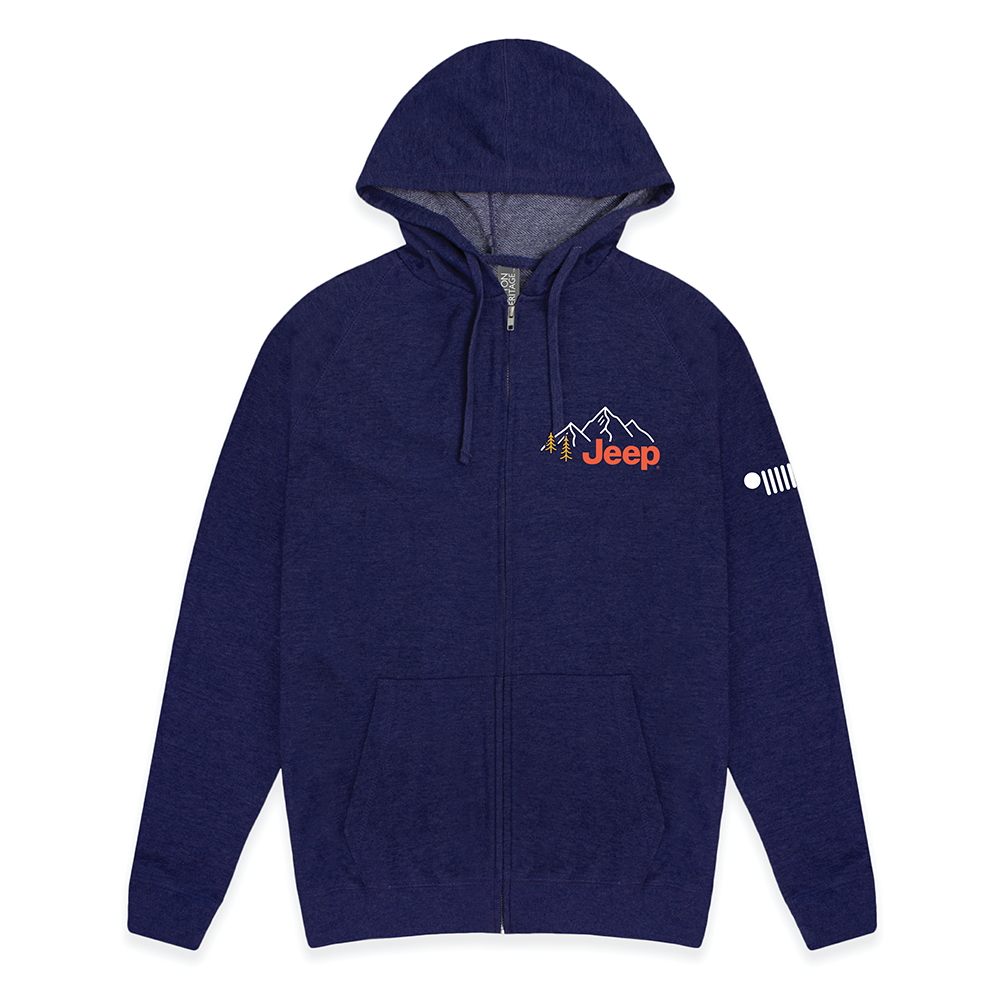 Mens Jeep® Never Stop Exploring Zip French Terry Hooded Sweatshirt - Denim